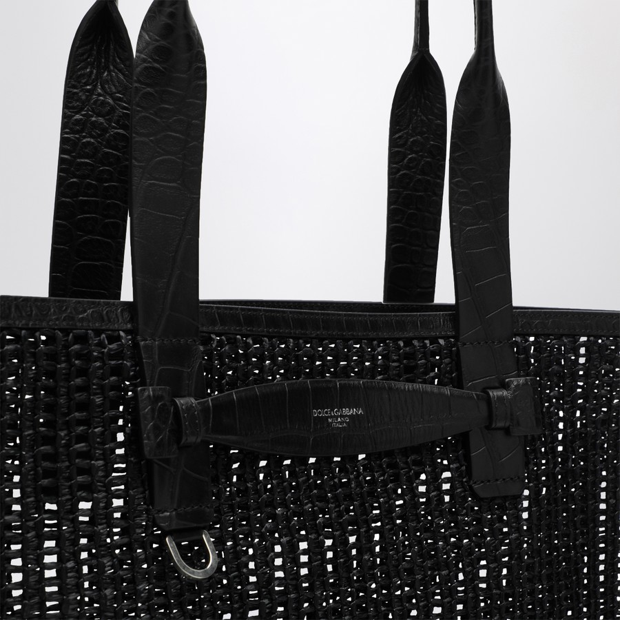 Dolce&Gabbana Adamo Shopping Bag in black woven mesh