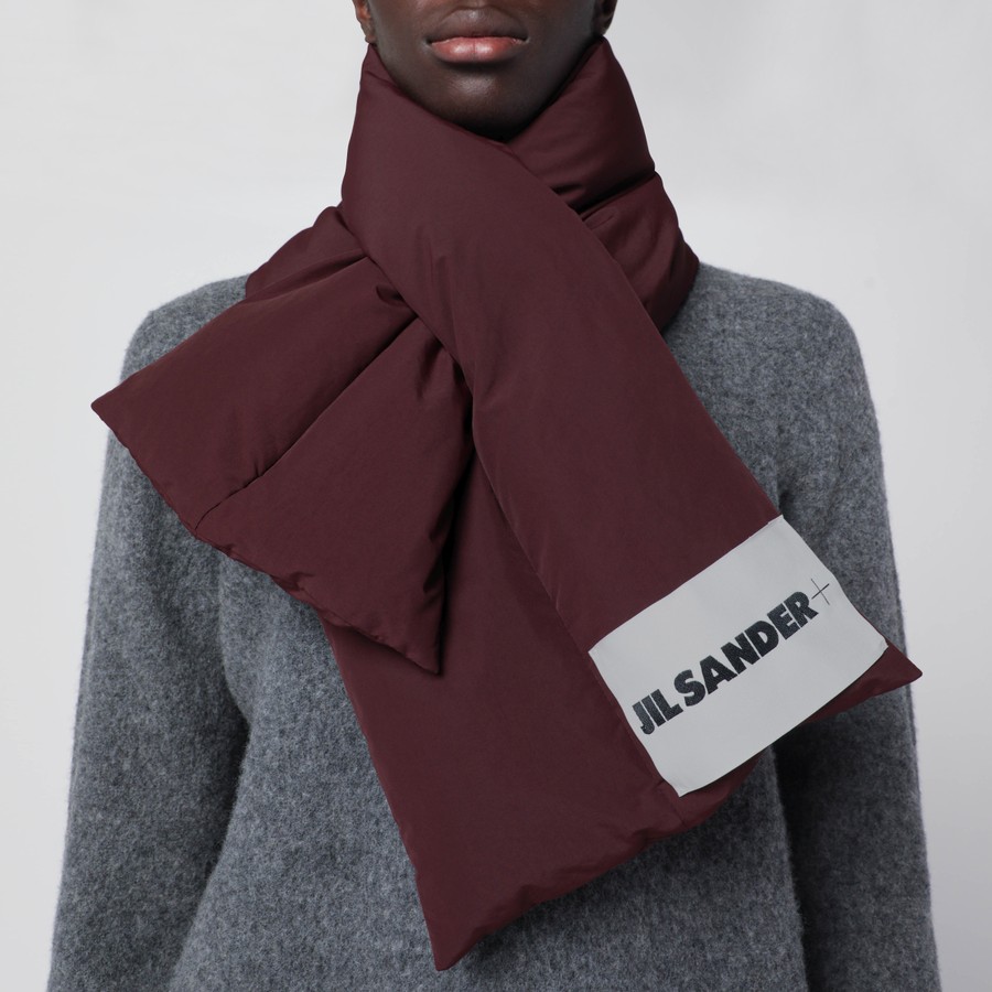 Jil Sander Plum padded scarf with logo | TheDoubleF