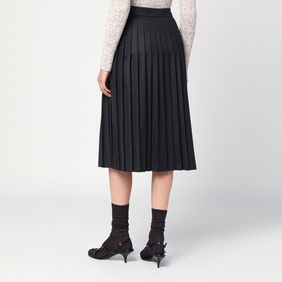 スカート PRADA Mohair Pleated Skirt 38 Navy Kid Mohair Midi Skirt | PRADA