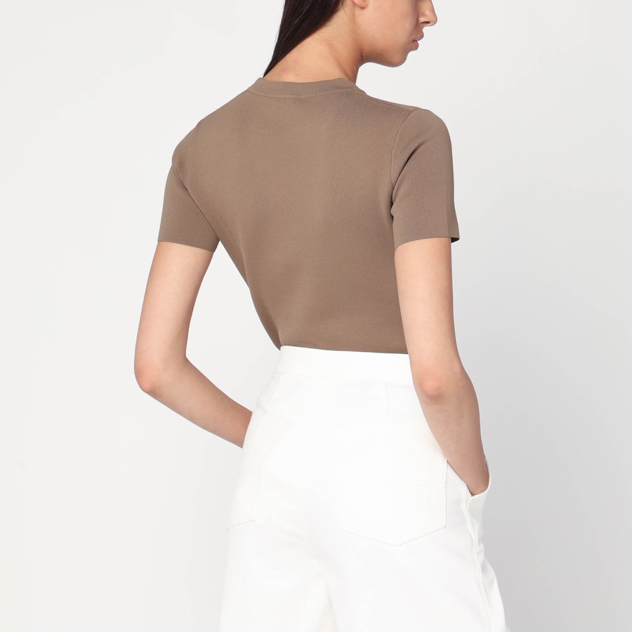 Tシャツ・カットソー MAX MARA HAZELNUT-COLOURED T-SHIRT IN VISCOSE CREPE Max Mara Hazelnut-coloured T-shirt in viscose crêpe | TheDoubleF