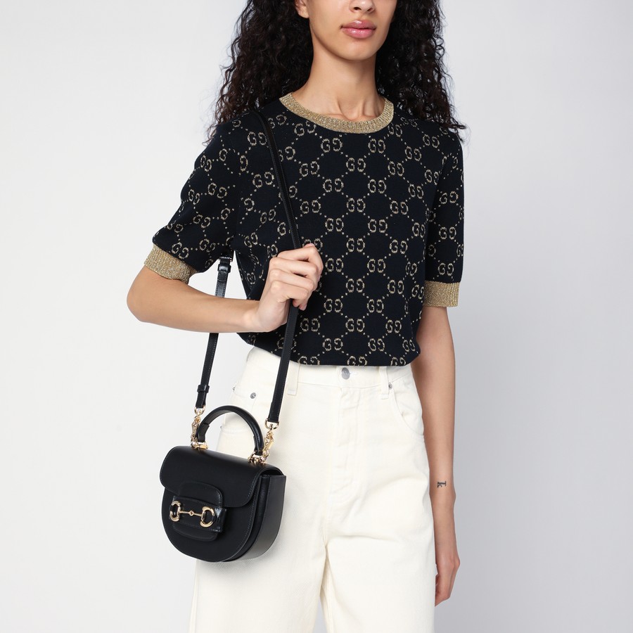 トートバッグ GUCCI 'Gucci Horsebit 1955 Mini' handbag (7813871AAQD 1000) GUCCI Horsebit 1955 black mini handbag | TheDoubleF
