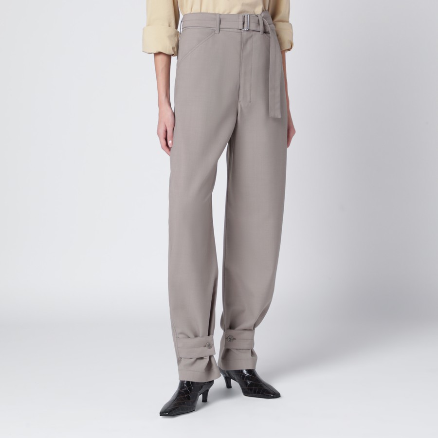 LEMAIRE Taupe trousers with ankle tabs | TheDoubleF