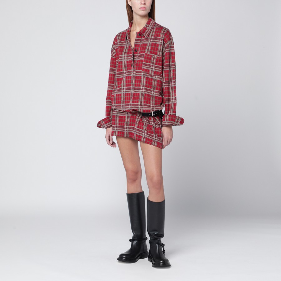 ISABEL MARANT Abito chemisier Blandia rosso motivo tartan TheDoubleF