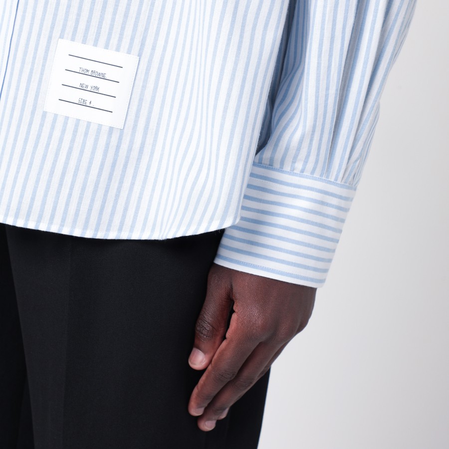 Thom Browne White/blue striped button-down shirt | TheDoubleF