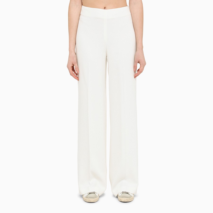 ボトムスその他 Stella McCartney Wide cream trousers STELLA MCCARTNEY Balloon pleated poplin wide-leg pants | NET