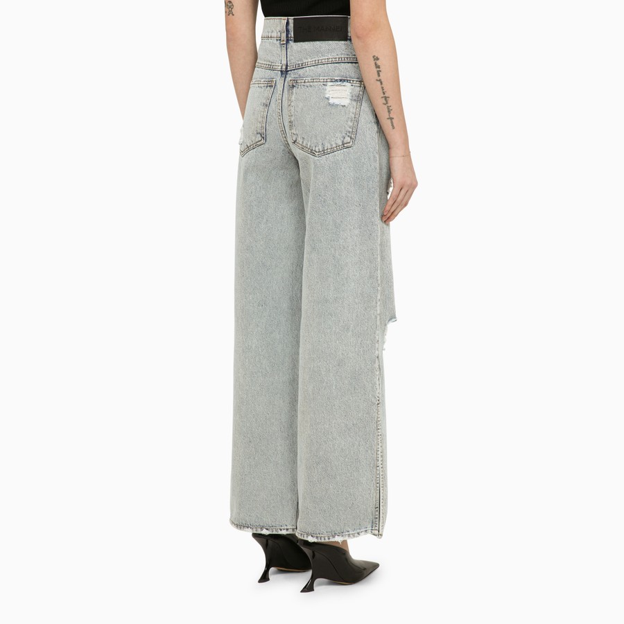 デニム・ジーパン THE MANNEI Women Straight Pants LAHTICO Blue THE MANNEI Lathi blue wide denim jeans with wear | TheDoubleF