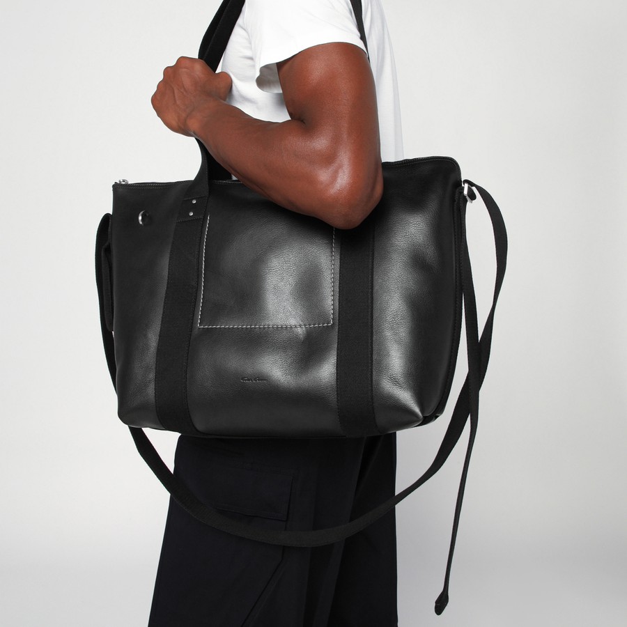 Rick Owens Black leather trolley tote | TheDoubleF