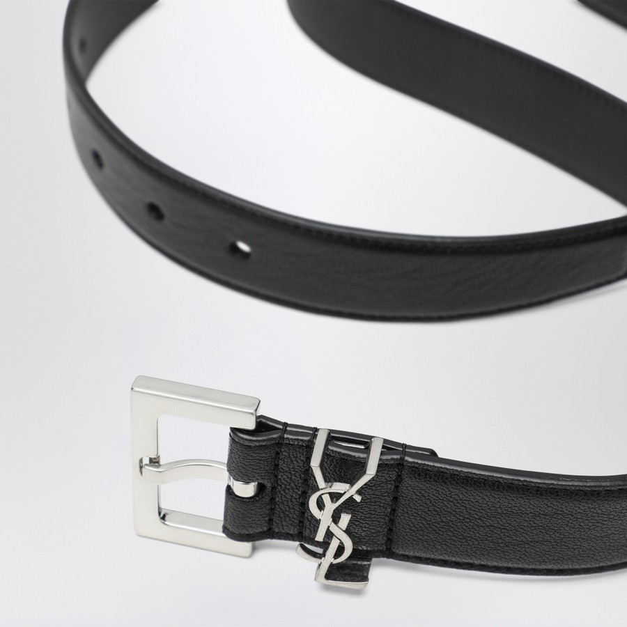 Saint Laurent Cassandre black leather belt | TheDoubleF
