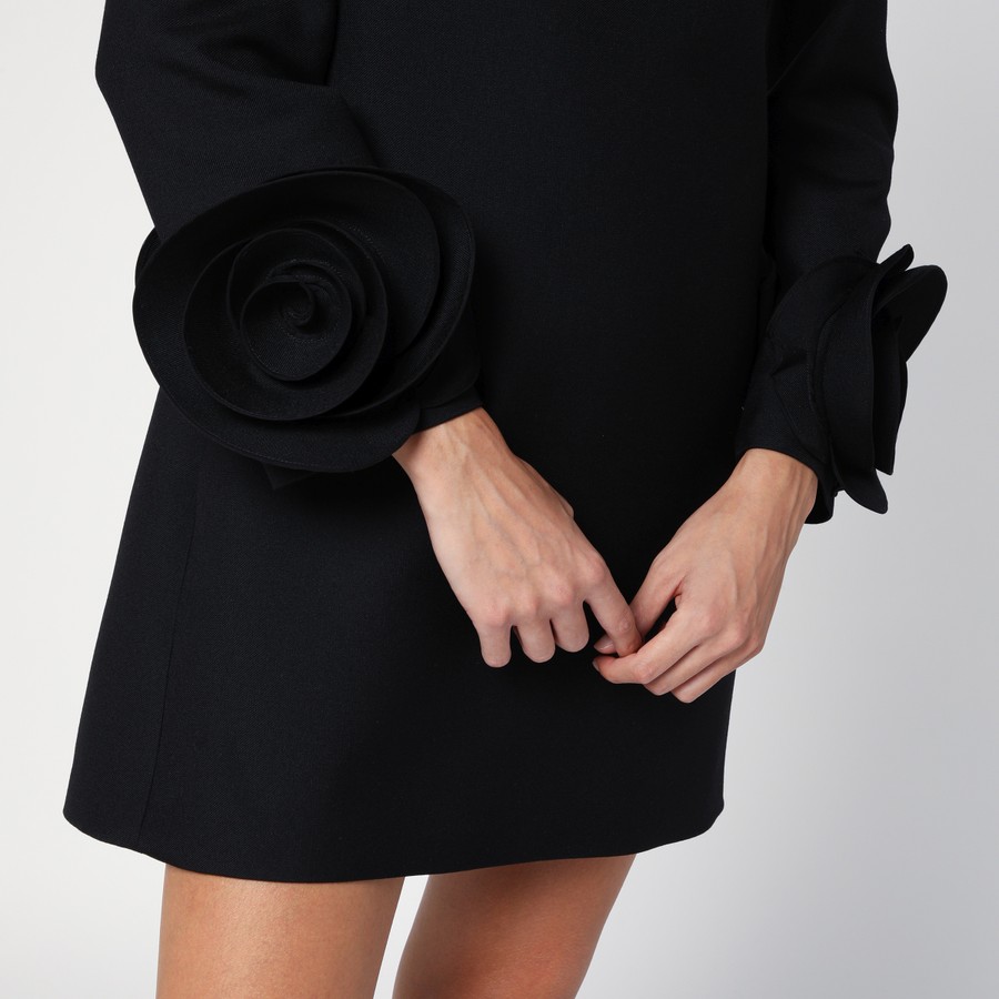 Valentino Black mini dress with rose appliqué | TheDoubleF