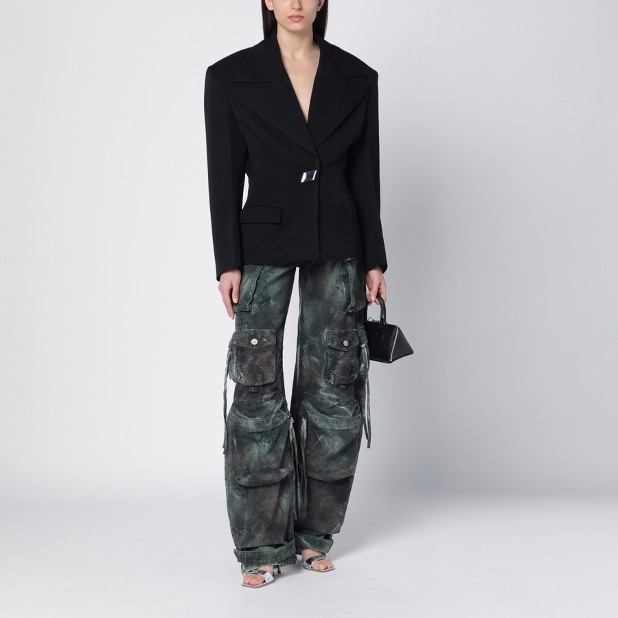 ジャケット The Attico Black wool single-breasted jacket with epaulettes The Attico Black wool single-breasted jacket with epaulettes