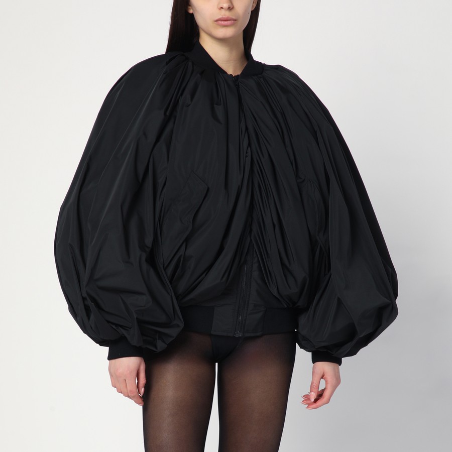 ジャケット Balenciaga Draped black bomber jacket in technical micro-fai Balenciaga Draped black bomber jacket in technical micro