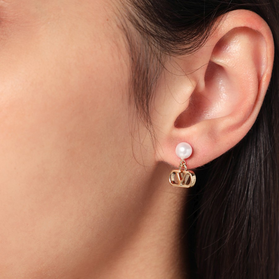 ピアス VALENTINO GARAVANI VLOGO SIGNATURE EARRINGS WITH PEARL Vlogo Signature Earrings With Swarovski® Pearls for Woman in