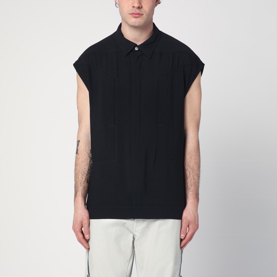 Tシャツ・カットソー RICK OWENS BLACK JUMBO SLEEVELESS SHIRT Rick Owens Black Jumbo sleeveless shirt | TheDoubleF