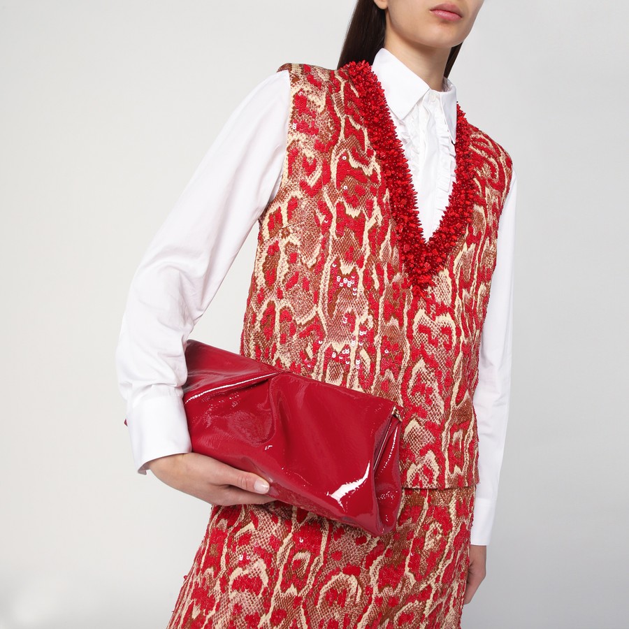 クラッチバッグ Dries van noten Patent clutch Red Patent Leather Clutch by Dries Van Noten on Sale