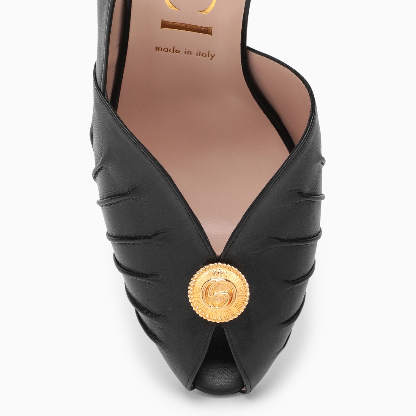 GUCCI Black open toe sandal with Interlocking GG TheDoubleF