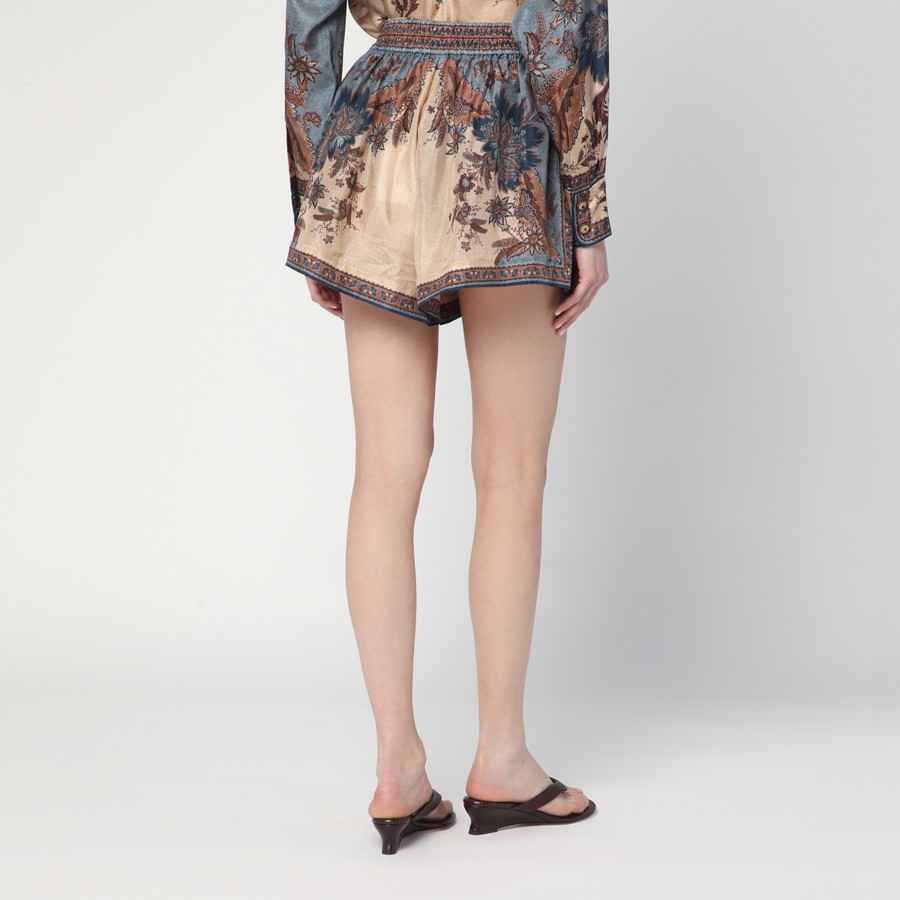 ZIMMERMANN Blue/cream Ascension shorts with floral print