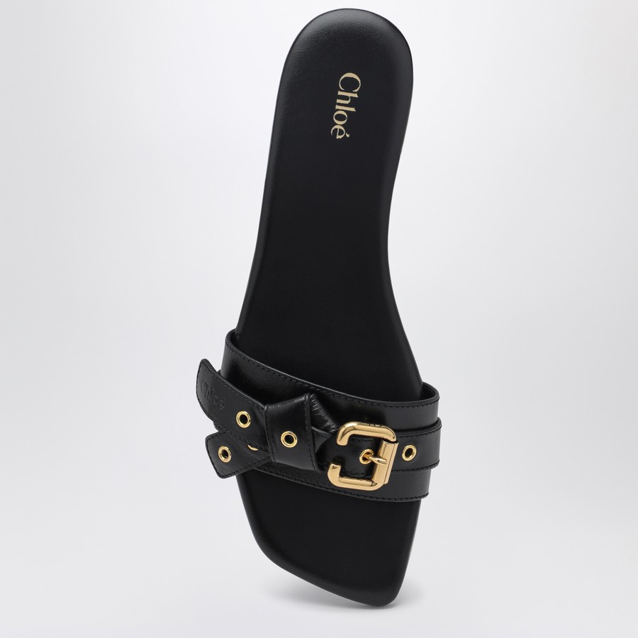 サンダル・ミュール CHLOE Women Sandals CHC25S08NQJ 001 BLACK Chloé Black low heel shoes in leather | TheDoubleF