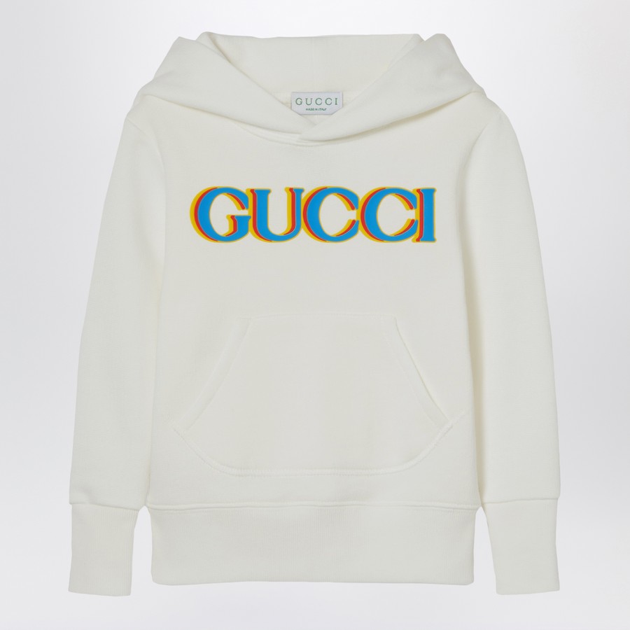 GUCCI Felpa con cappuccio bianca con logo TheDoubleF