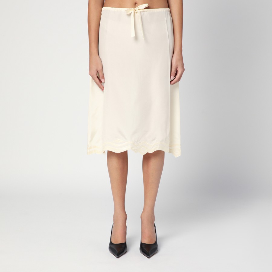 スカート PRADA IVORY SILK SKIRT Prada Ivory silk skirt | TheDoubleF