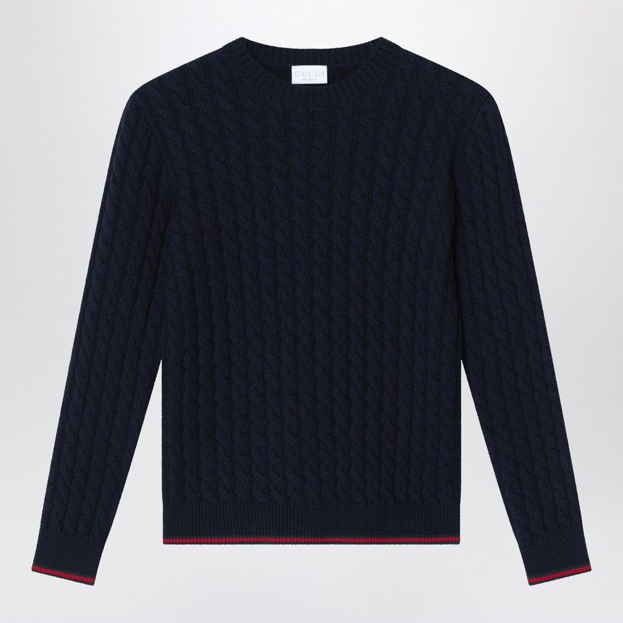 GUCCI Pull torsadé bleu en laine TheDoubleF