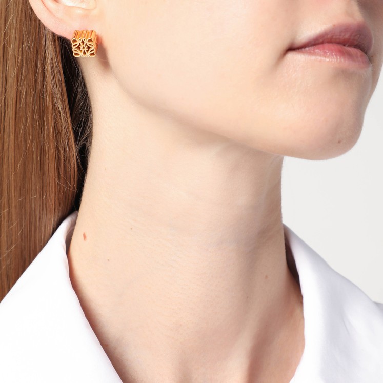 Loewe Gold-plated Anagram Pebble button earrings | TheDoubleF