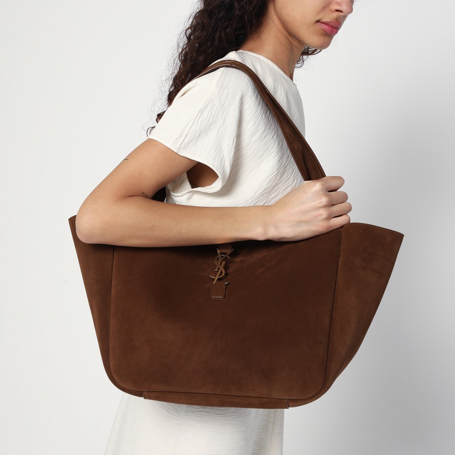 Saint Laurent Bea caramel colorued suede leather tote bag