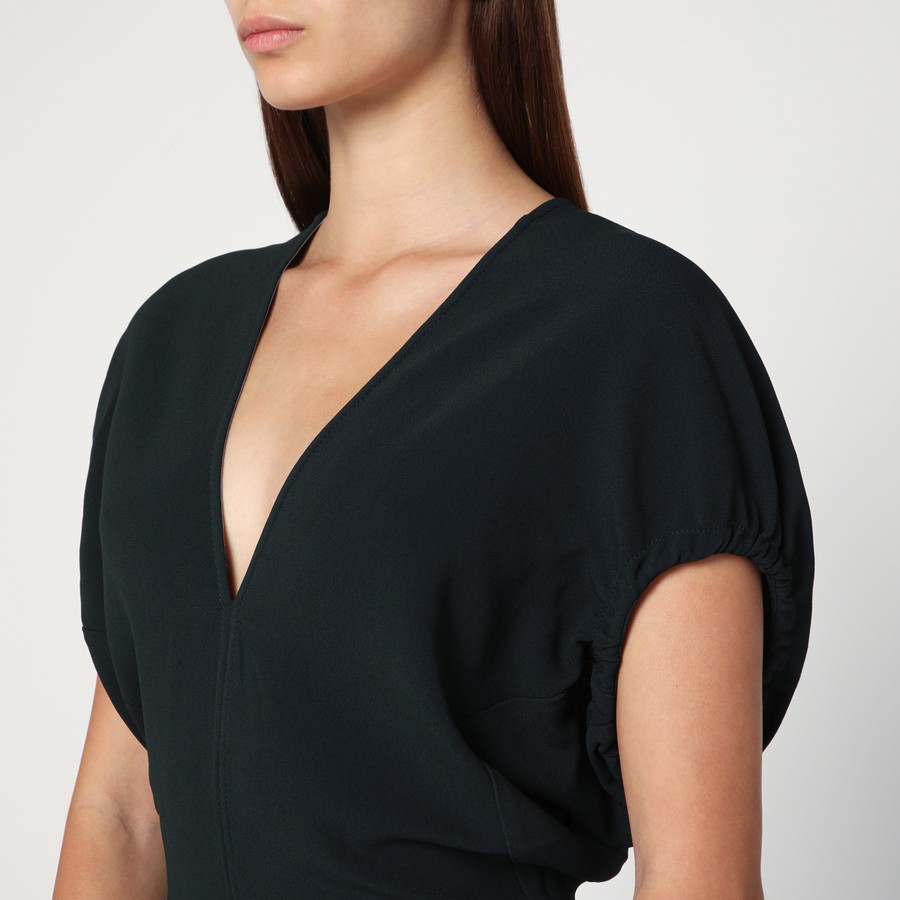 Victoria Beckham Dark green midi dress in satin | TheDoubleF