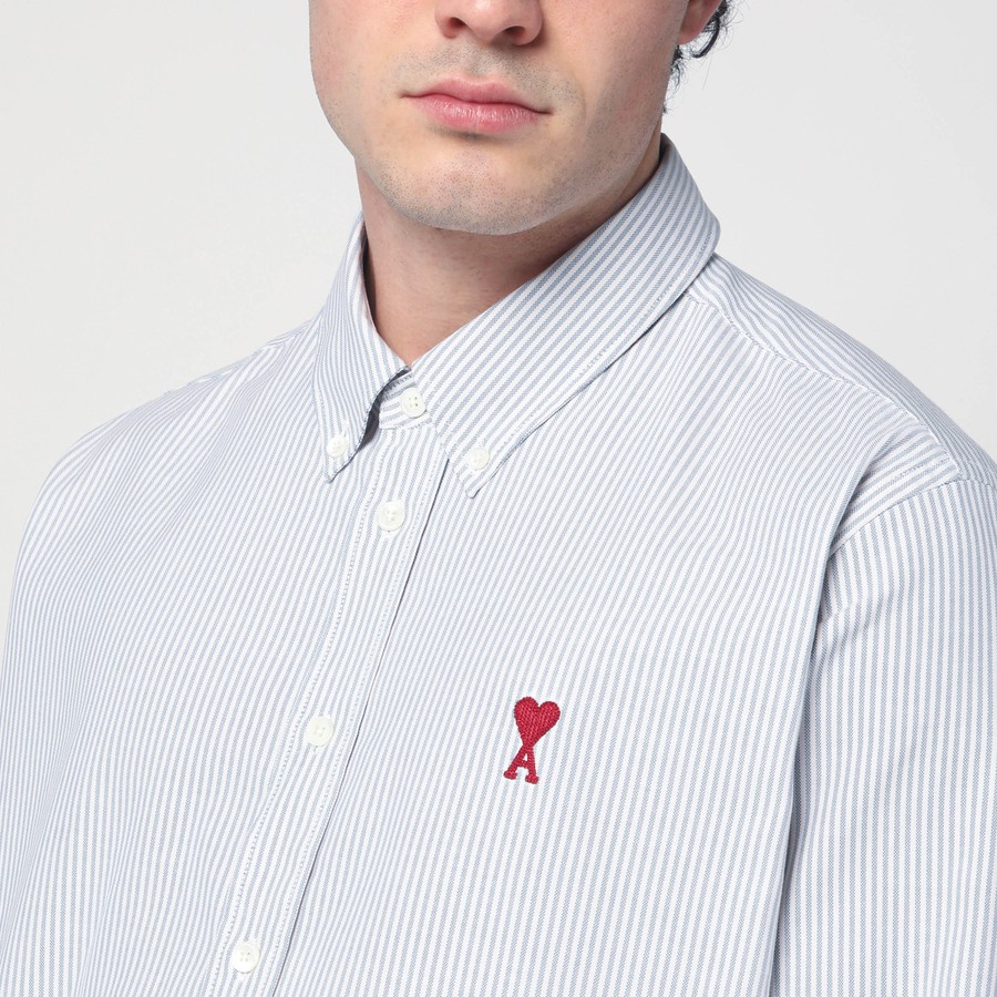 Ami Paris Sky blue/white striped Ami De Coeur shirt | TheDoubleF