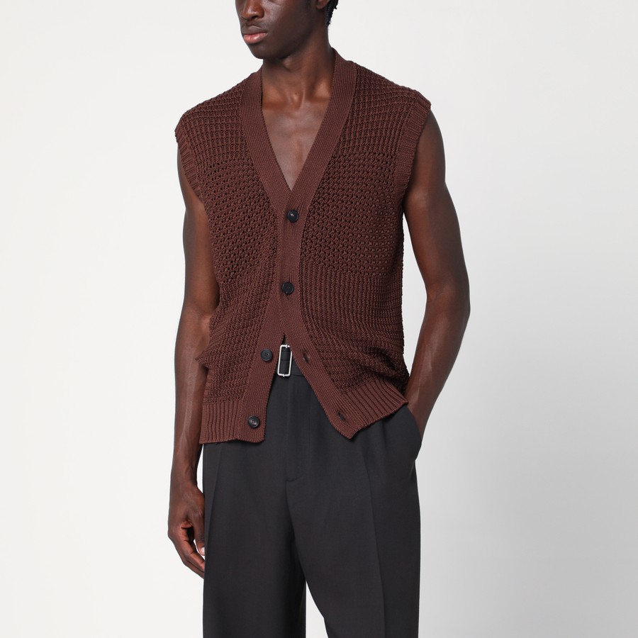 Tagliatore Brown perforated cotton vest TheDoubleF