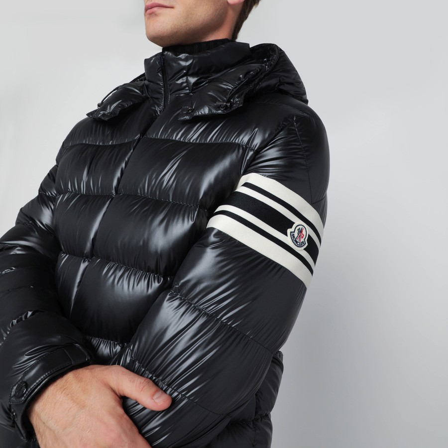 Moncler Black nylon laqué zip down jacket | TheDoubleF