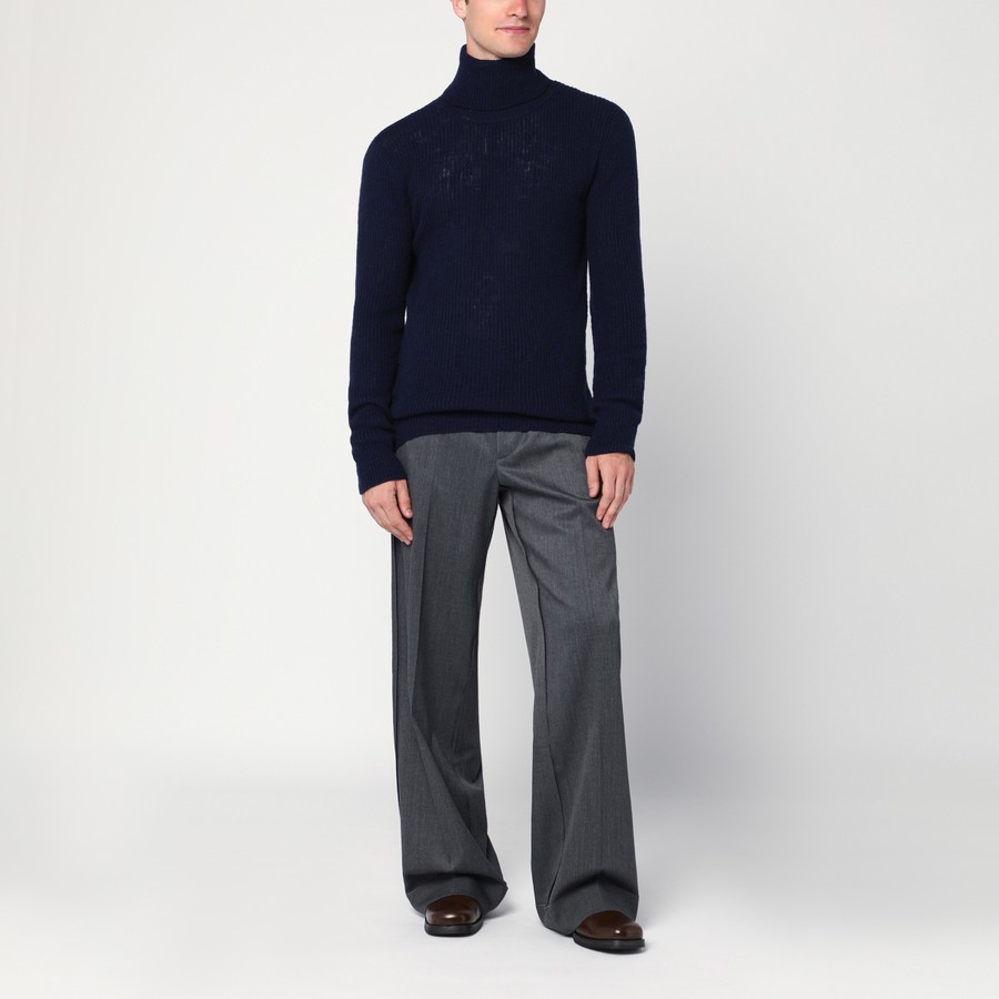 Dries Van Noten Navy blue wool turtleneck sweater | TheDoubleF