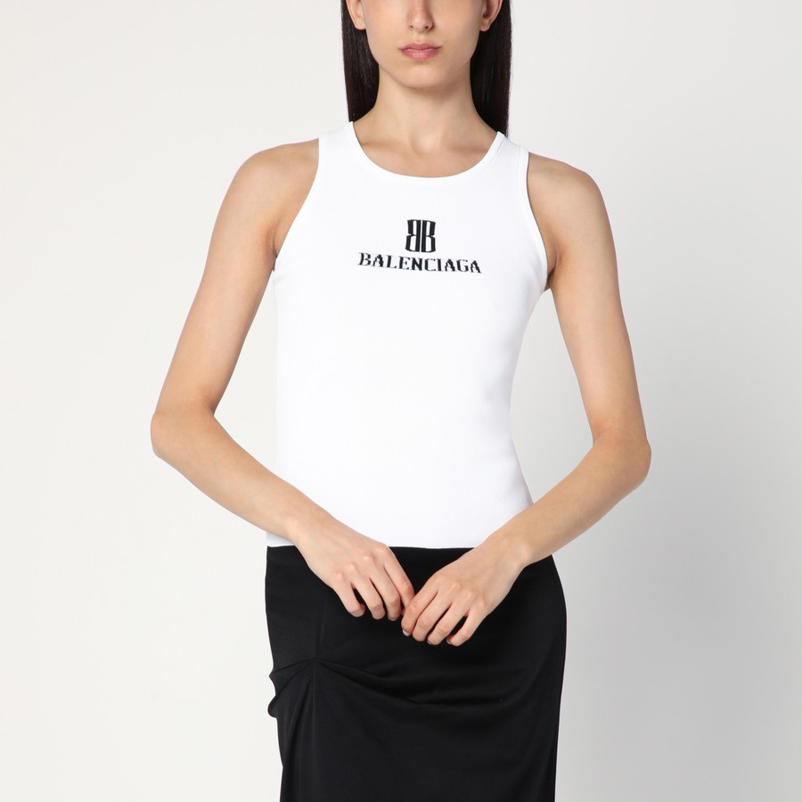 Balenciaga White Nano BB tank top | TheDoubleF