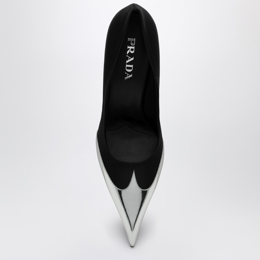 シューズ・サンダルその他 PRADA Women Shoes 1I968NA085049 Black Prada Black décolleté in satin and metallic leather | TheDoubleF
