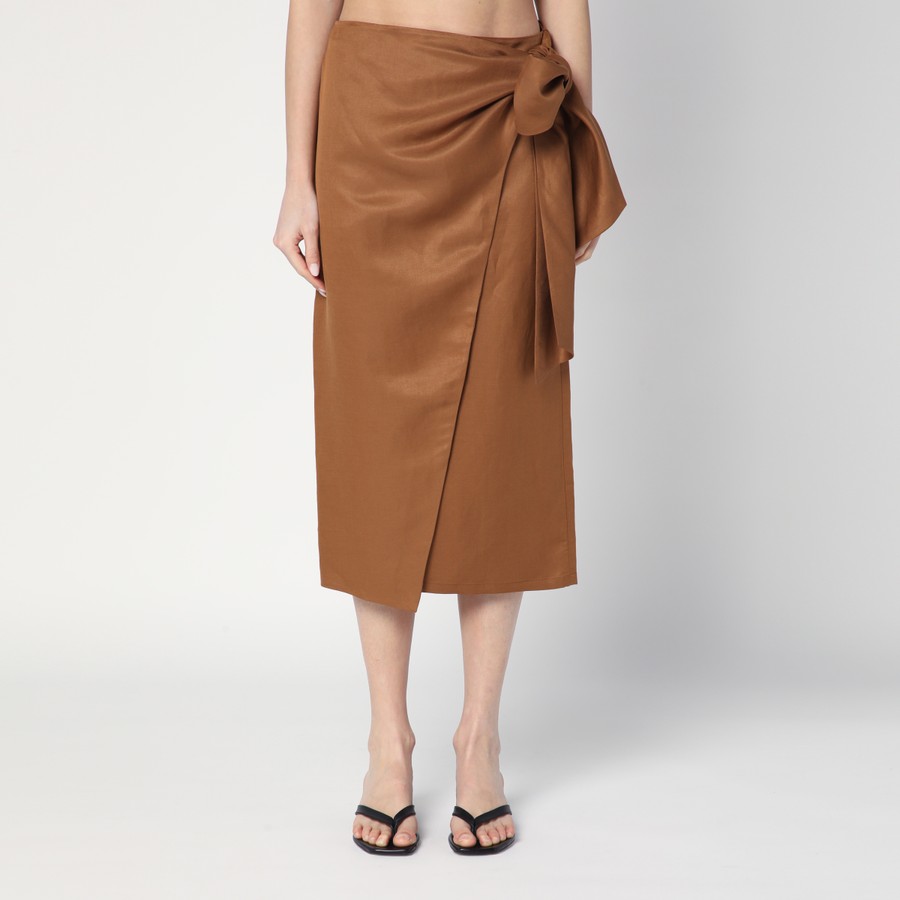 スカート MAX MARA Women Skirts TEQUILACO Brown Max Mara Brown skirt in linen and silk twill | TheDoubleF