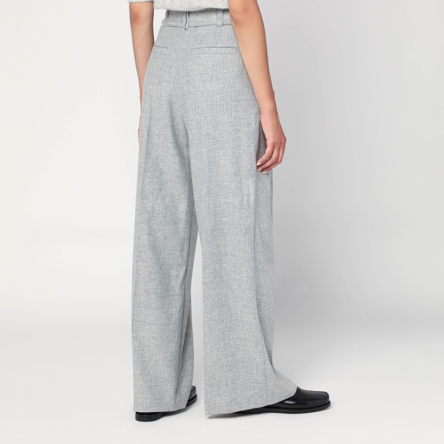 Brunello Cucinelli Wide grey trousers in wool and cashmere