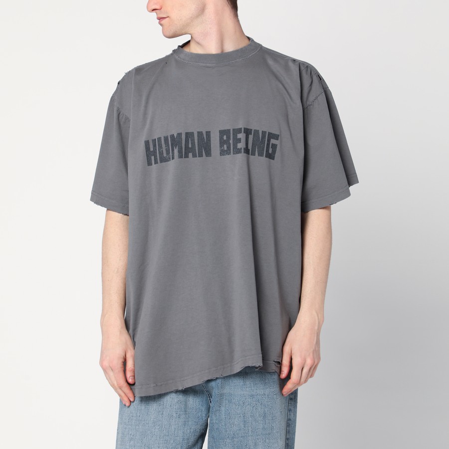 【存在感ある一枚】バレンシアガ Human Being Tシャツ Men's Human Being Shifted T-shirt in Dark Grey | Balenciaga US