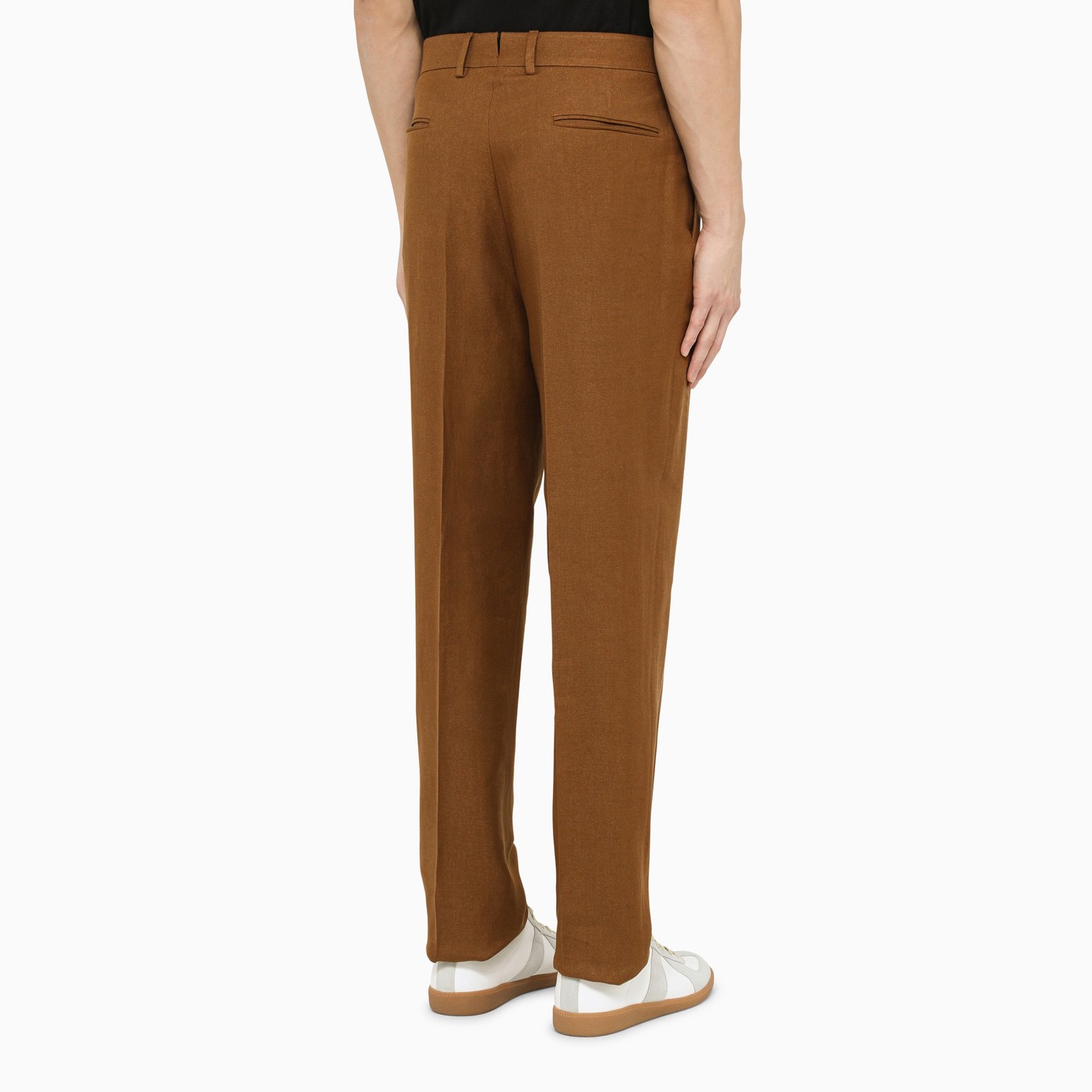 ZEGNA Caramel linen trousers TheDoubleF