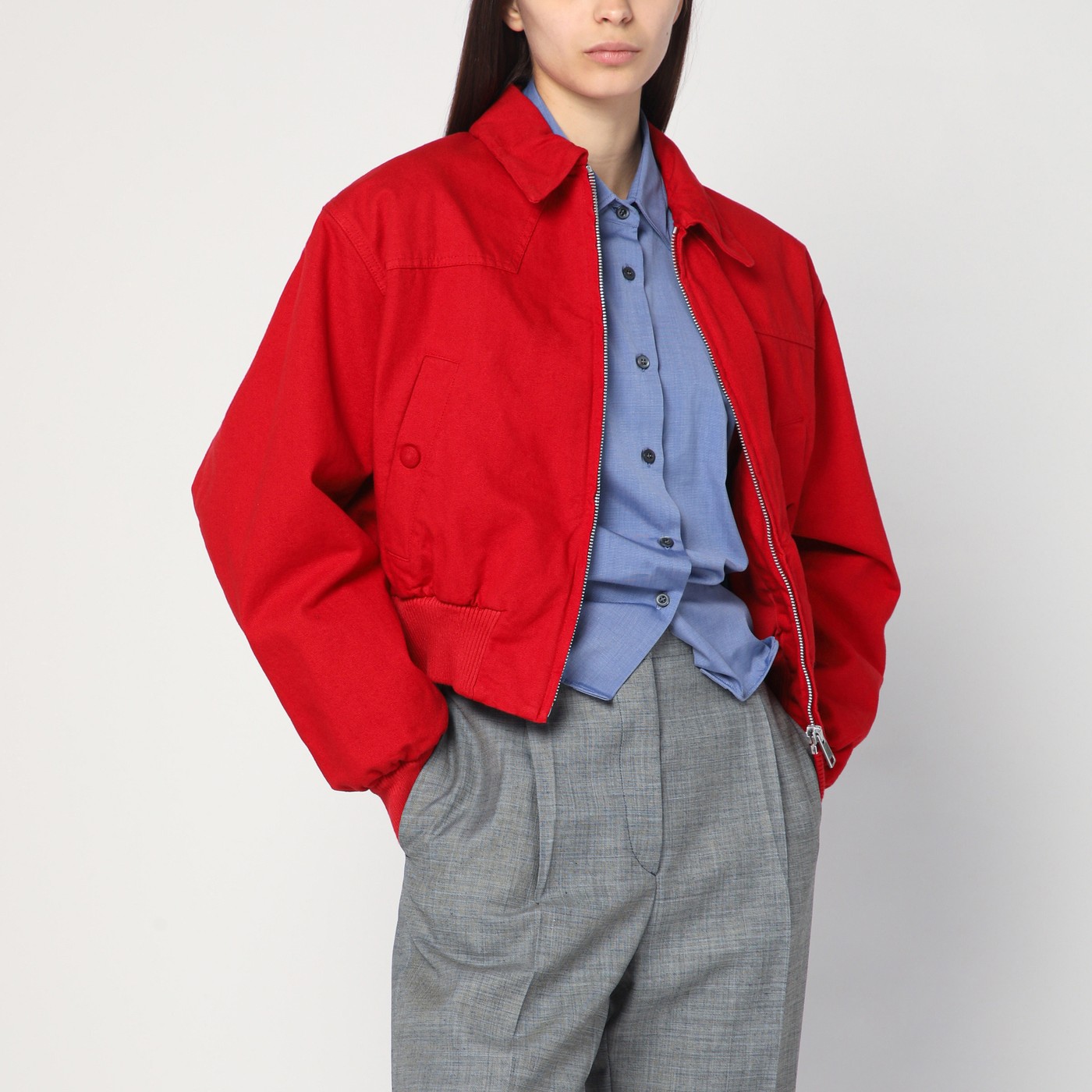 ジャケット PRADA Woman Jacket Red 29P278SOOO16NM F0011 Prada Red bomber jacket in canvas | TheDoubleF
