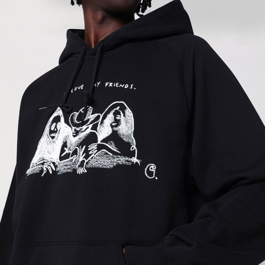 パーカー・フーディ Carhartt Wip Pepe Friends Black Hooded Sweatshirt Hooded Pepe Friends Sweatshirt, Black/White