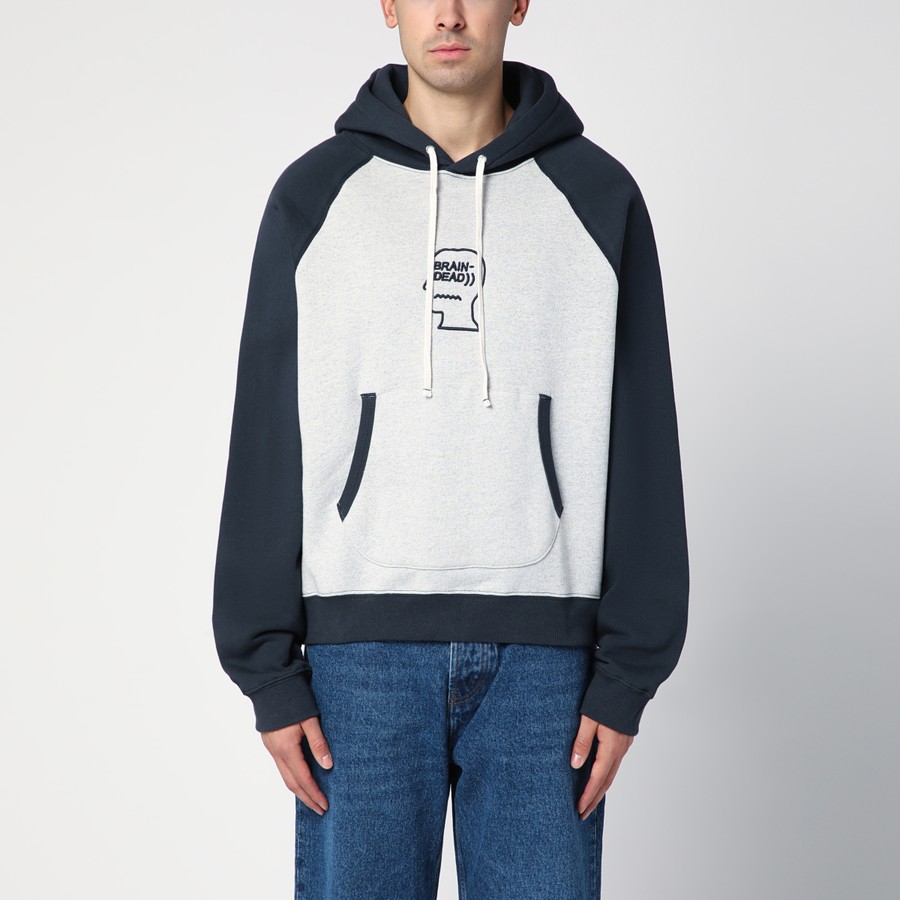 パーカー・フーディ BRAIN DEAD LIGHT GREY/NAVY BLUE HOODIE Brain Dead Light grey/navy blue hoodie | TheDoubleF