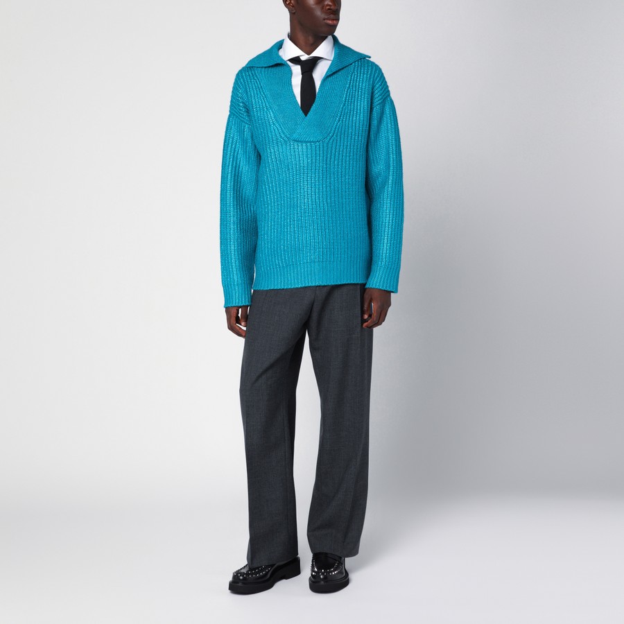 スウェット・トレーナー VALENTINO SKY BLUE SILK SWEATER Valentino Light blue jumper in silk blend | TheDoubleF