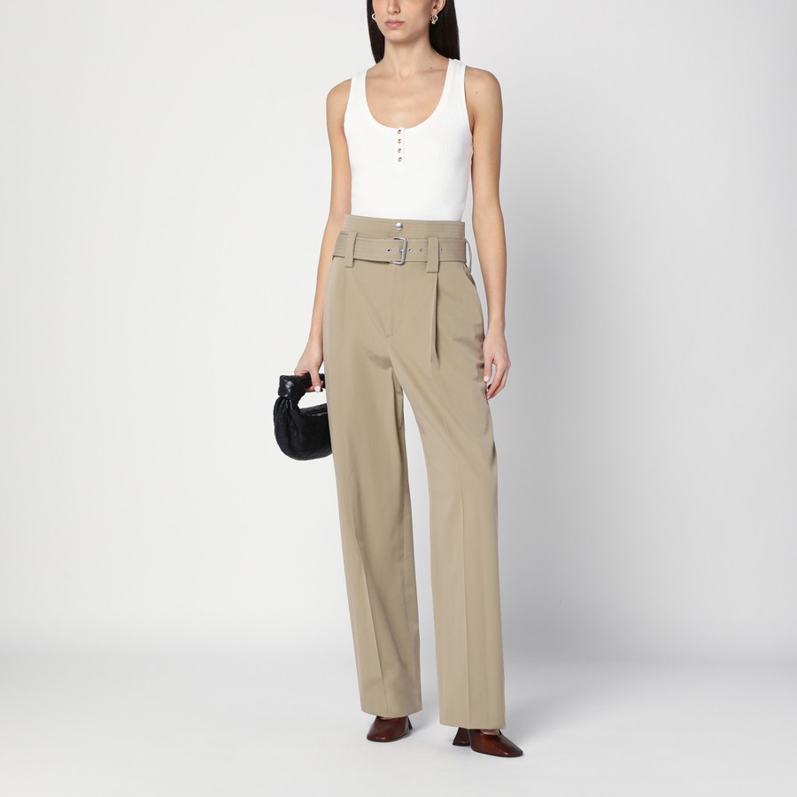 パンツ BOTTEGA VENETA Woman Pants Sand 815456VA5Y0 9733 Bottega Veneta Sand-coloured belted trousers | TheDoubleF