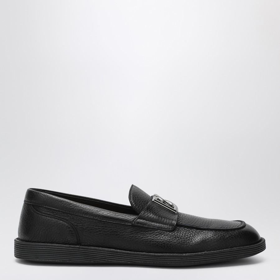 Dolce&Gabbana Black leather loafers with DG logo | TheDoubleF