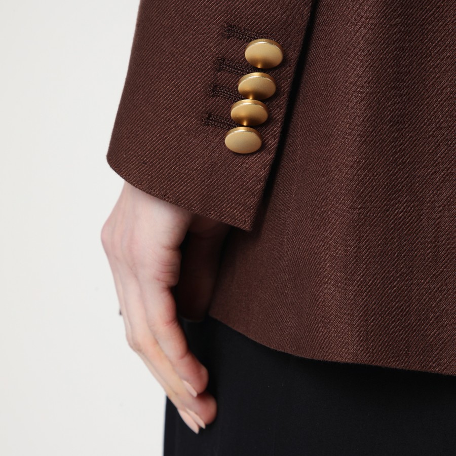Tagliatore Double-breasted brown jacket in linen | TheDoubleF