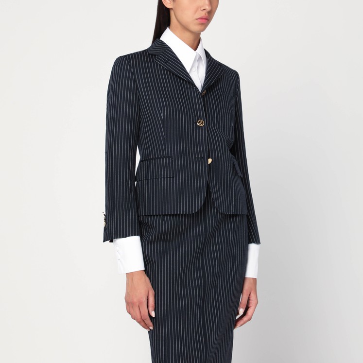 スカート Thom Browne Navy Blue Pinstriped Pencil Skirt clot_150724_65890_4.jpg