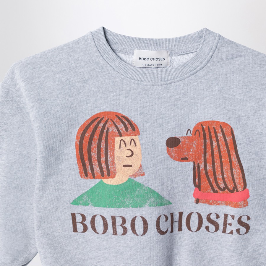 Bobo Choses Friends in a Pickle grey mélange sweatshirt | TheDoubleF