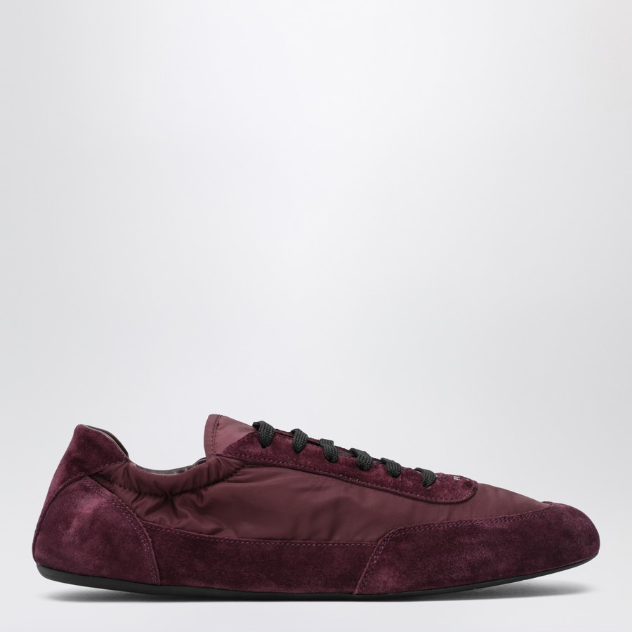 Prada Burgundy Re-Nylon and suede Sneaker Collapse | TheDoubleF