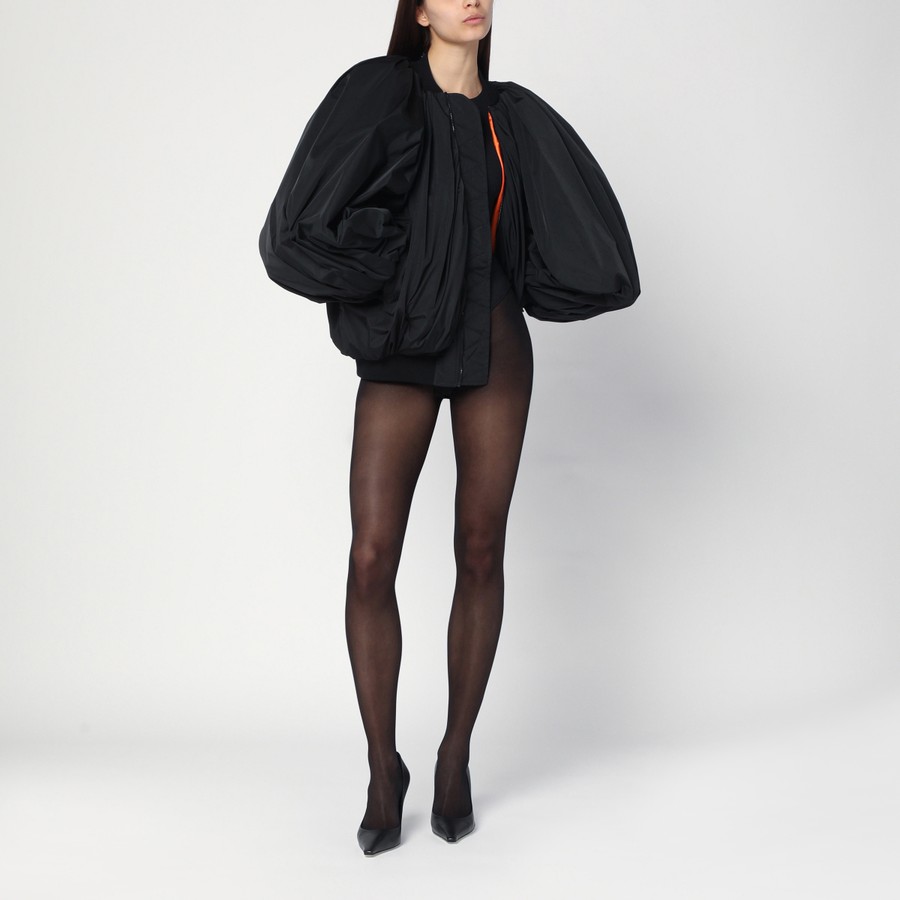 ブルゾン BALENCIAGA SS25 DRAPED BOMBER (831515TRO06 1000) Balenciaga Draped black bomber jacket in technical micro