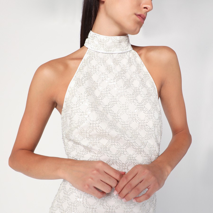 ROTATE Birger Christensen Cream-colored dress with sequins