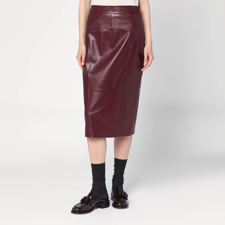 スカート Max Mara Studio Bordeaux pencil skirt in nappa leather Max Mara Studio Bordeaux pencil skirt in nappa leather